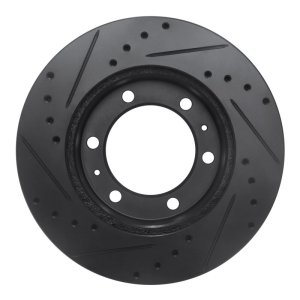 Toyota Hilux Brake Rotor (1) - Front Right - R1 Concepts - Drilled & Slotted - Black - `09-`15